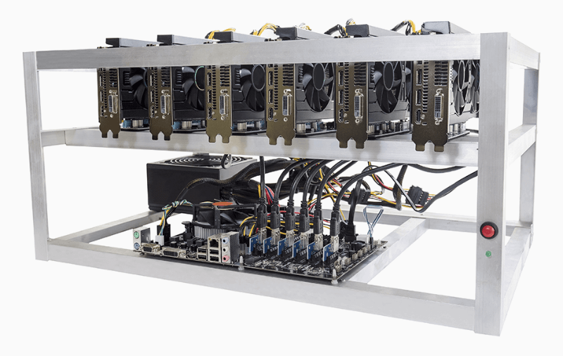 Ethereum Mining Rig mit 6 Grafikkarten