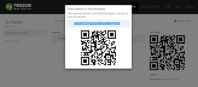 QR-Code der Trezor Wallet Adresse in groß